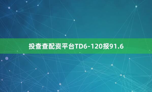 投查查配资平台TD6-120报91.6