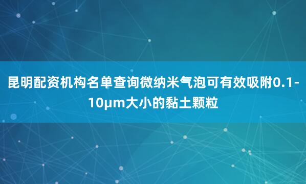 昆明配资机构名单查询微纳米气泡可有效吸附0.1-10μm大小的黏土颗粒